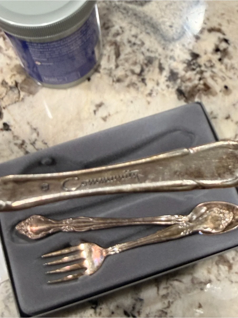 Vintage Oneida Affection Silverplate 3 Piece Baby Flatware Set